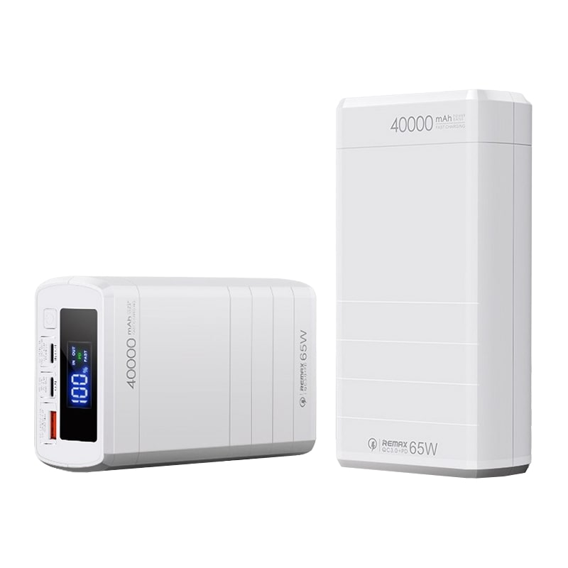 Аккумулятор внешний универсальный Remax RPP-310 40000 mAh Dinba series Super Fast Charg 22.5W/PD65W/QC power bank (USB:5V-2.4A Max) Белый