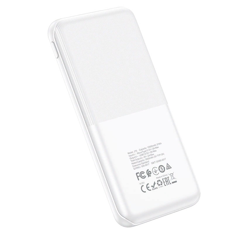 Аккумулятор внешний универсальный Hoco J75 10000 mAh Tresor power mobile power bank (2USB:5V-2.0A Max) Белый