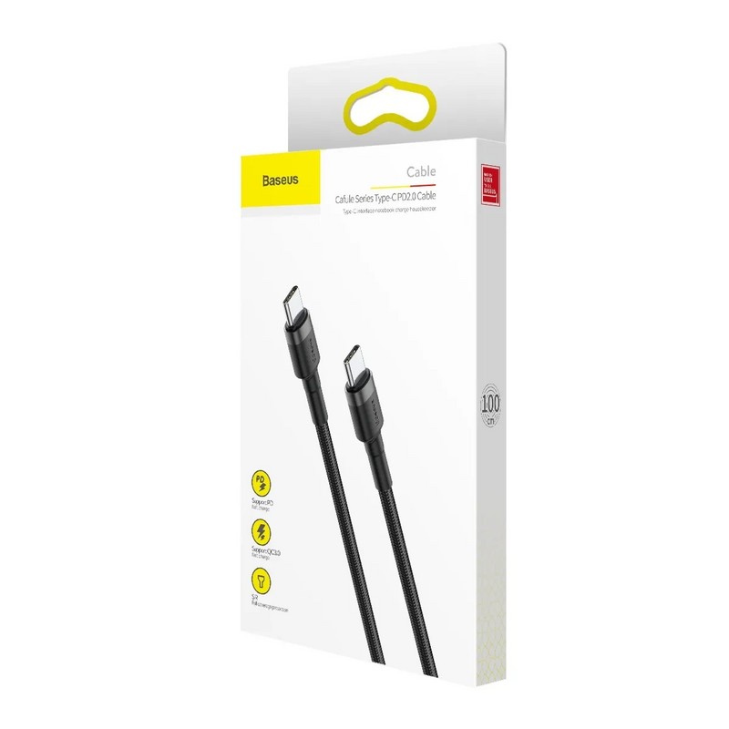 USB дата-кабель Baseus Cafule Series Type-C to Type-C PD2.0 Cable (20V-3A ) (CATKLF-GG1) 1.0 м Черный