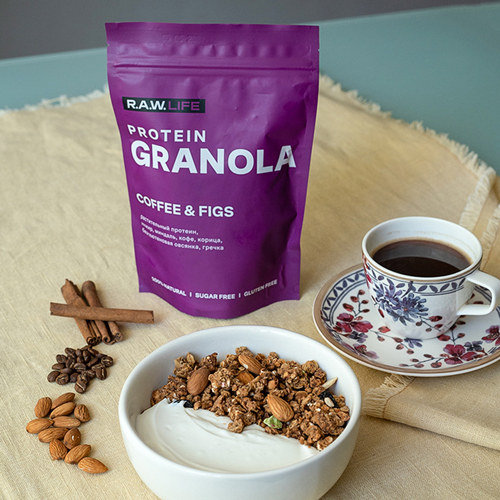 Гранола протеиновая "PROTEIN GRANOLA COFFEE & FIGS" Raw Life 220 г