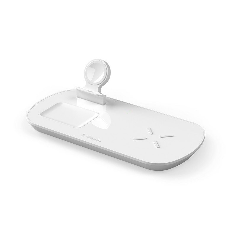 Беспроводное зарядное устройство Deppa 3в1 (D-24010) для Apple iPhone/ Watch (1-5ser)/ Air Pods 17.5W Белый