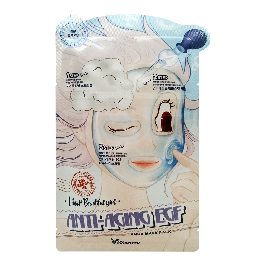 Elizavecca Liar Beautiful Girl Anti-Aging EGF Aqua Mask Pack Маска трехступенчатая антивозрастная