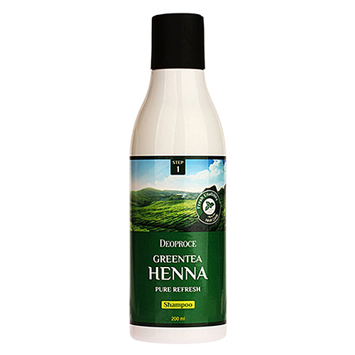 Deoproce Шампунь для волос с зеленым чаем и хной - Greentea henna pure refresh shampoo, 200мл