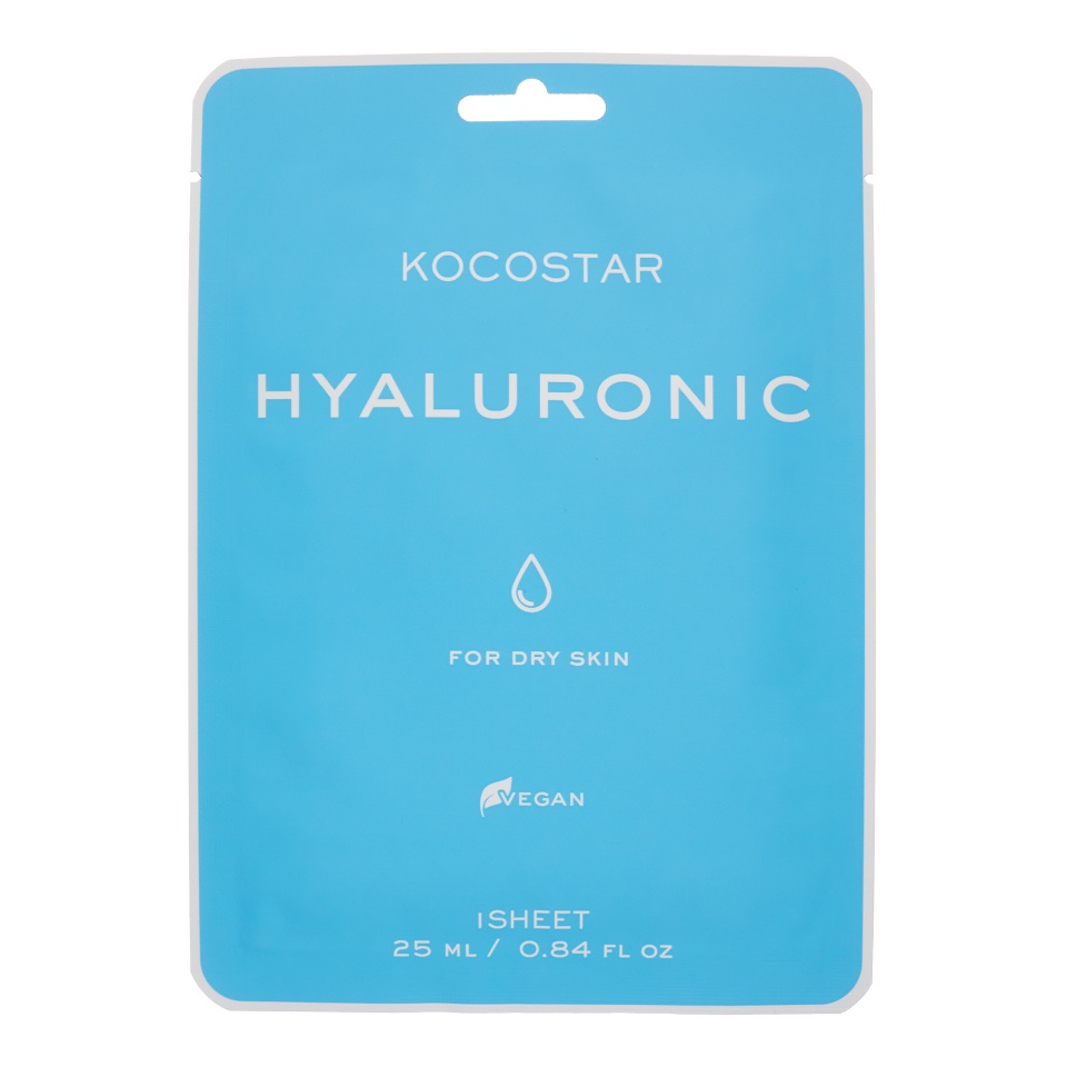 KOCOSTAR Vegan MASKS HYALURONIC Увлажняющая тканевая маска для лица с гиалуроновой кислотой