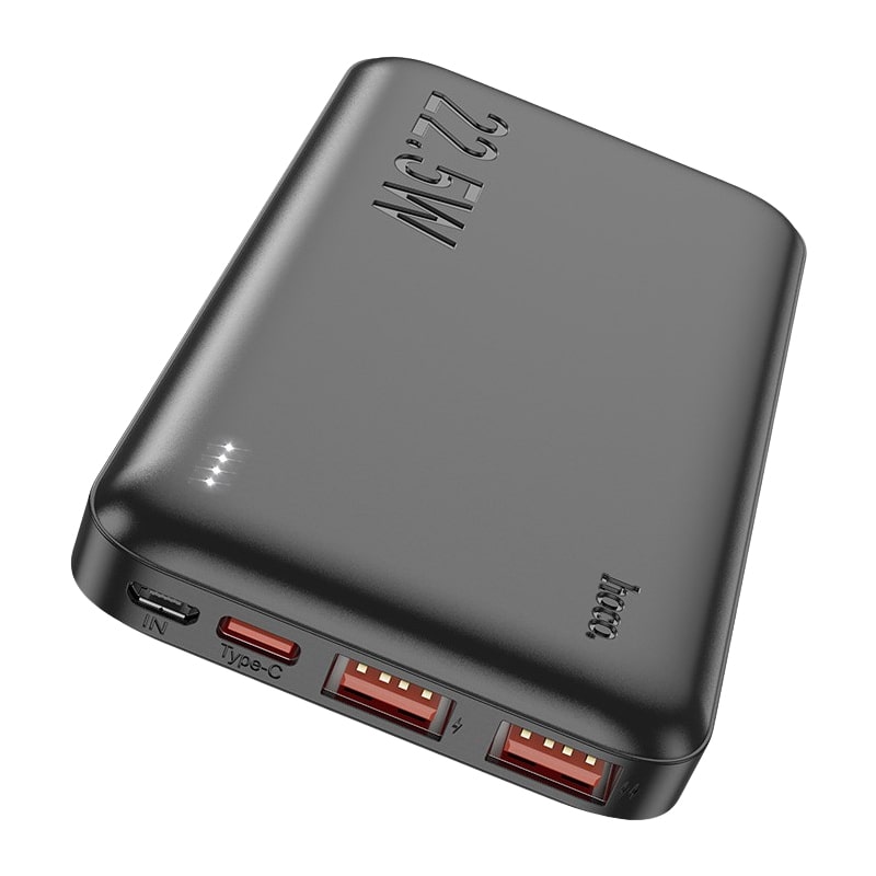 Аккумулятор внешний универсальный Hoco J101 10000 mAh Astute PD22.5W+QC3.0 power bank (2USB:5V-4.5A/ Type-C: 5V-2.4A) Черный