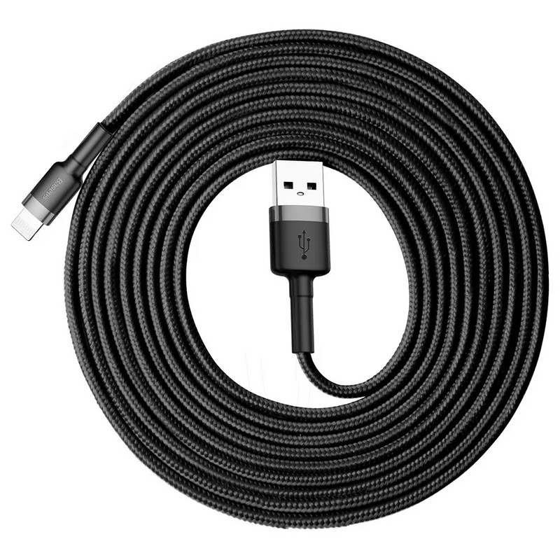 USB дата-кабель Baseus Cafule cable for Lightning (CALKLF-RG1) (3.0 м) Gray-Black