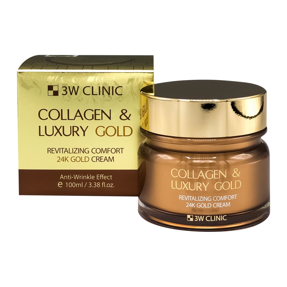 Омолаживающий крем для лица с коллагеном и коллоидным золотом Collagen & Luxury Gold Cream  3W CLINIC 100 мл