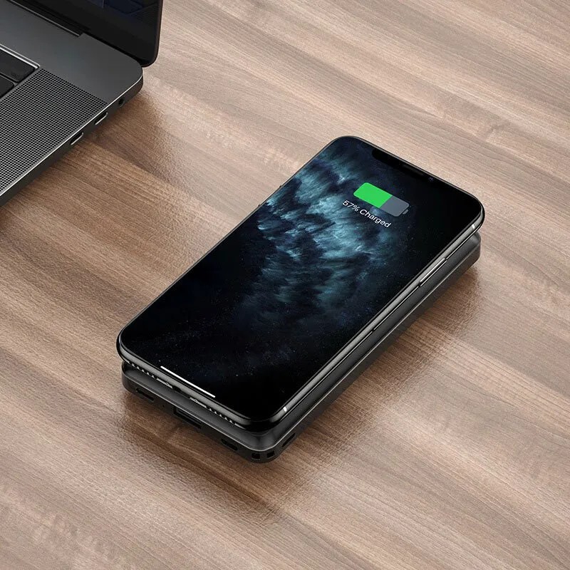 Аккумулятор внешний универсальный & беспроводное зарядное Hoco J50 10000 mAh Surf power mobile power bank (2USB:5V-2.0A Max) Черный