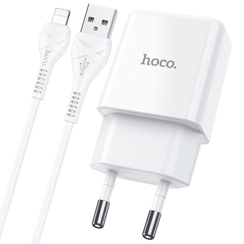 Адаптер питания Hoco N9 Especial single port charger с кабелем Lightning (USB: 5V max 2.1A) Белый