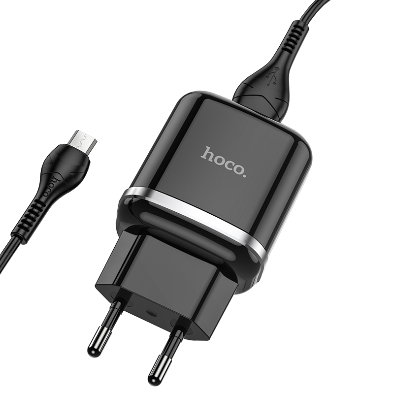 Адаптер питания Hoco N3 Special single port QC3.0 charger с кабелем MicroUSB (USB: 3.6-6.5V 3.0A/6.6-9V 2.0A/ 18W) Черный