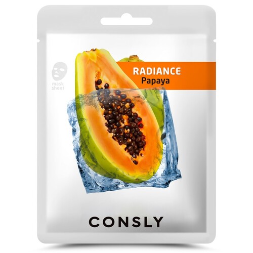 Consly Маска тканевая выравнивающая тон кожи с экстрактом папайи - Papaya radiance mask pack, 20мл