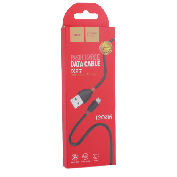 USB дата-кабель Hoco X27 Excellent charge charging data cable MicroUSB (1.2 м) Black Черный