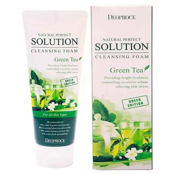 Deoproce Пенка для умывания с зеленым чаем - Natural perfect solution cleansing foam greentea, 170г