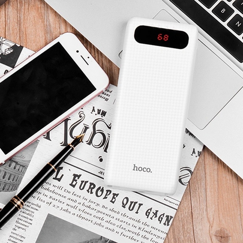 Аккумулятор внешний универсальный Hoco B20A-20000 mAh Mige Power Bank (USB: 5V-2.1A) White Белый