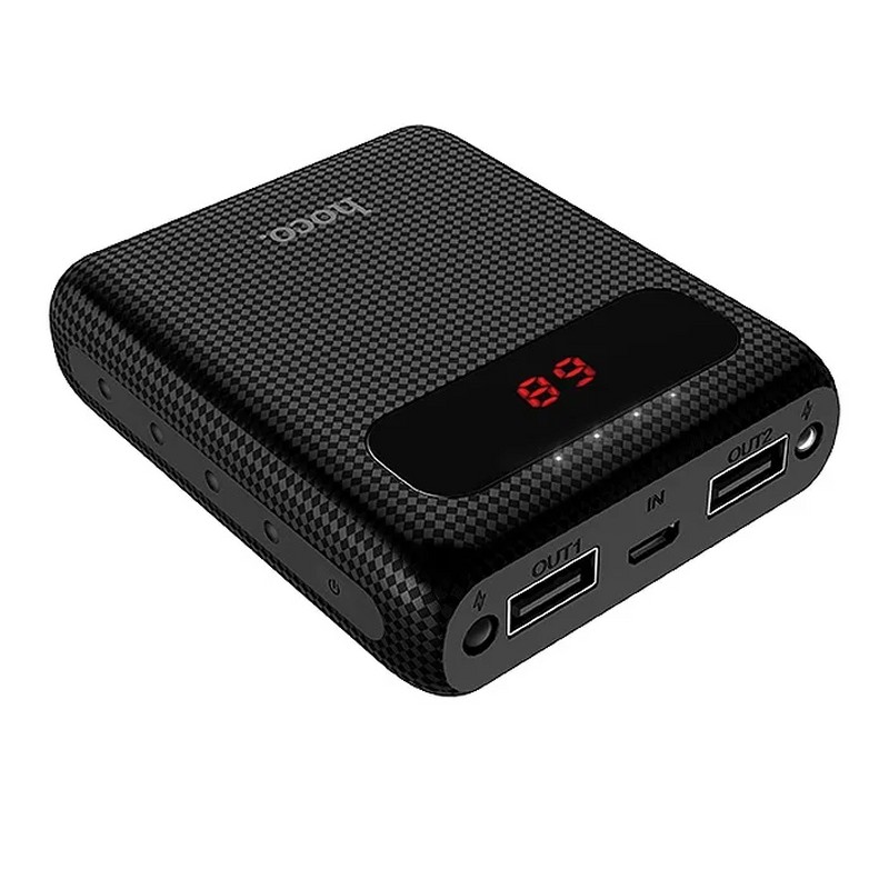 Аккумулятор внешний универсальный Hoco B20-10000 mAh Mige Power Bank (2USB: 5V-2.1A) Black Черный