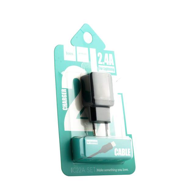 Адаптер питания Hoco C22A Little superior charger с кабелем Lightning (USB: 5V max 1A) Черный