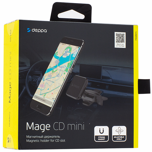 Автомобильный держатель Deppa Mage CD D-55162 для смартфонов магнитный универсальный в CD-слот Черный