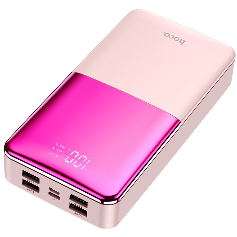 Аккумулятор внешний универсальный Hoco J42B 30000 mAh High power mobile power bank (4USB:5V-2.0A Max) Розовый