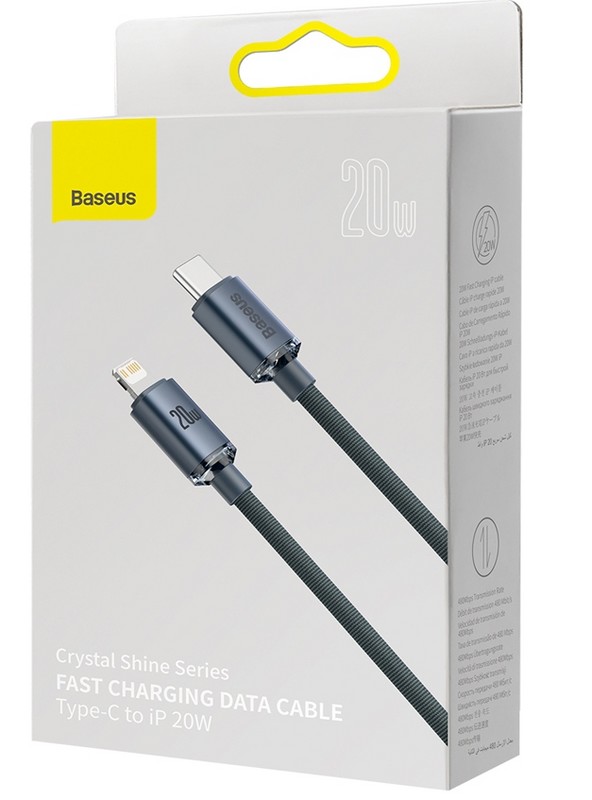 Дата-кабель Baseus Crystal Shine Series Fast Charging Data Cable Type-C - Lightning 20W (CAJY000301) 2.0м Черный