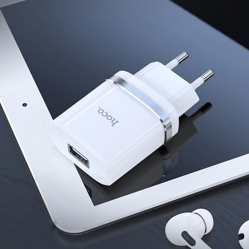 Адаптер питания Hoco N1 Ardent single port charger Apple&Android (USB: 5V max 2.4A) Белый