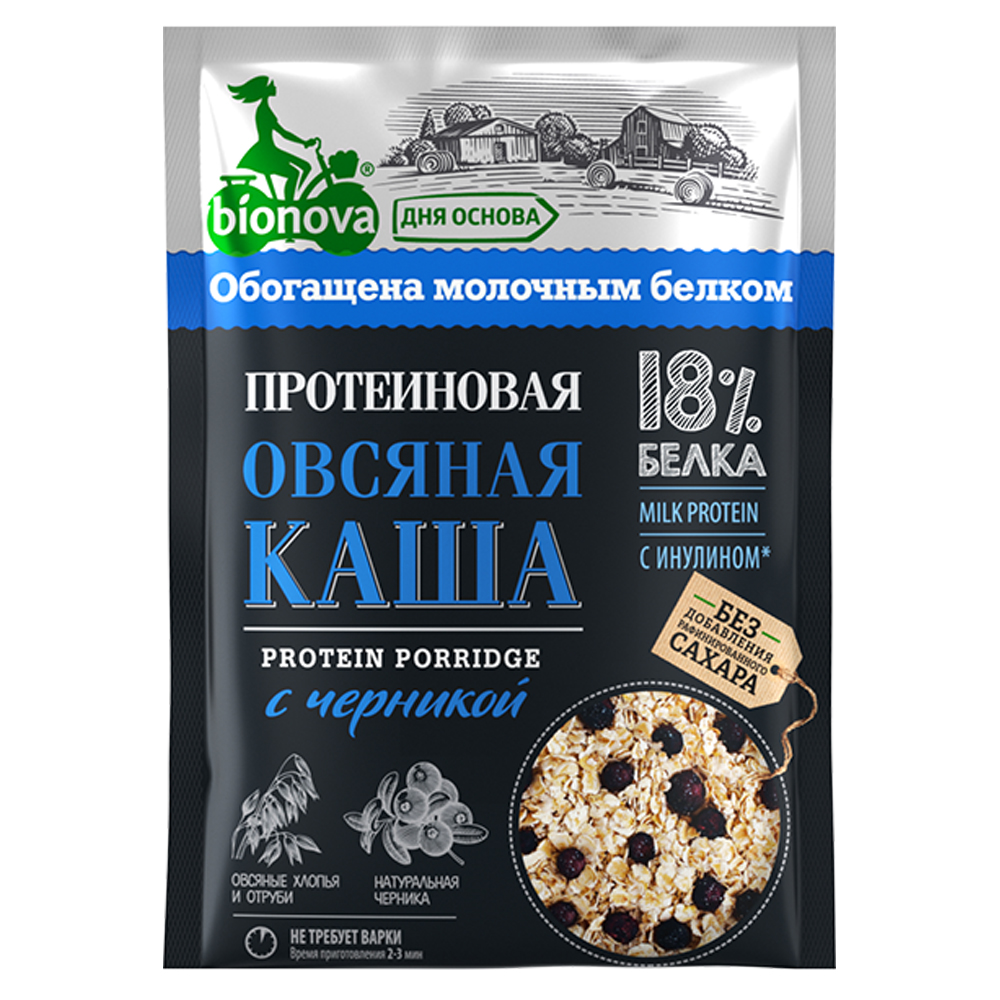 Каша протеиновая "Овсяная с черникой" Bionova 40 г