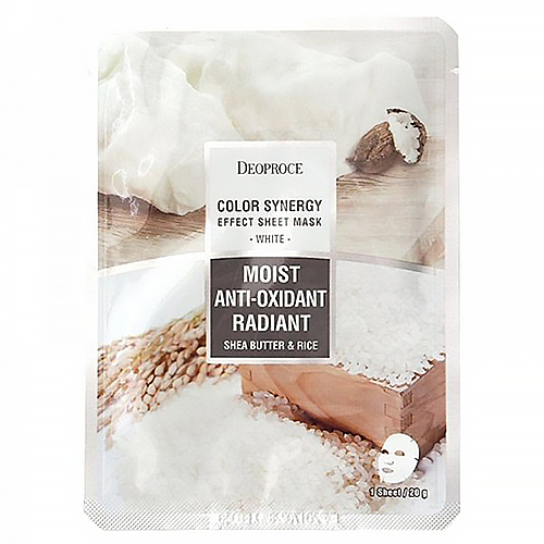 Deoproce Маска тканевая с маслом ши и рисовой водой - Color synergy effect sheet mask white, 20г