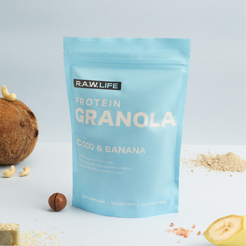 Гранола протеиновая "PROTEIN GRANOLA COCO & BANANA" Raw Life 220 г