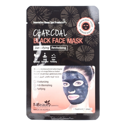 MBeauty Маска-детокс для лица тканевая с древесным углем - Charcoal black face mask, 23мл