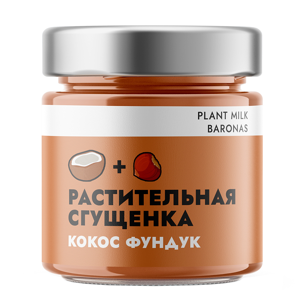 Сгущёнка растительная "Кокос-Фундук" PLANT MILK BARONAS 200 г