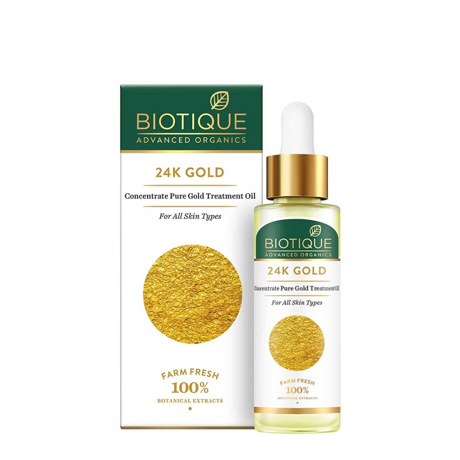 Biotique Концентрированное масло для лица с золотом Advanced Organics 24K Gold Concentrate Pure Gold Treatment Oil  24К 30мл