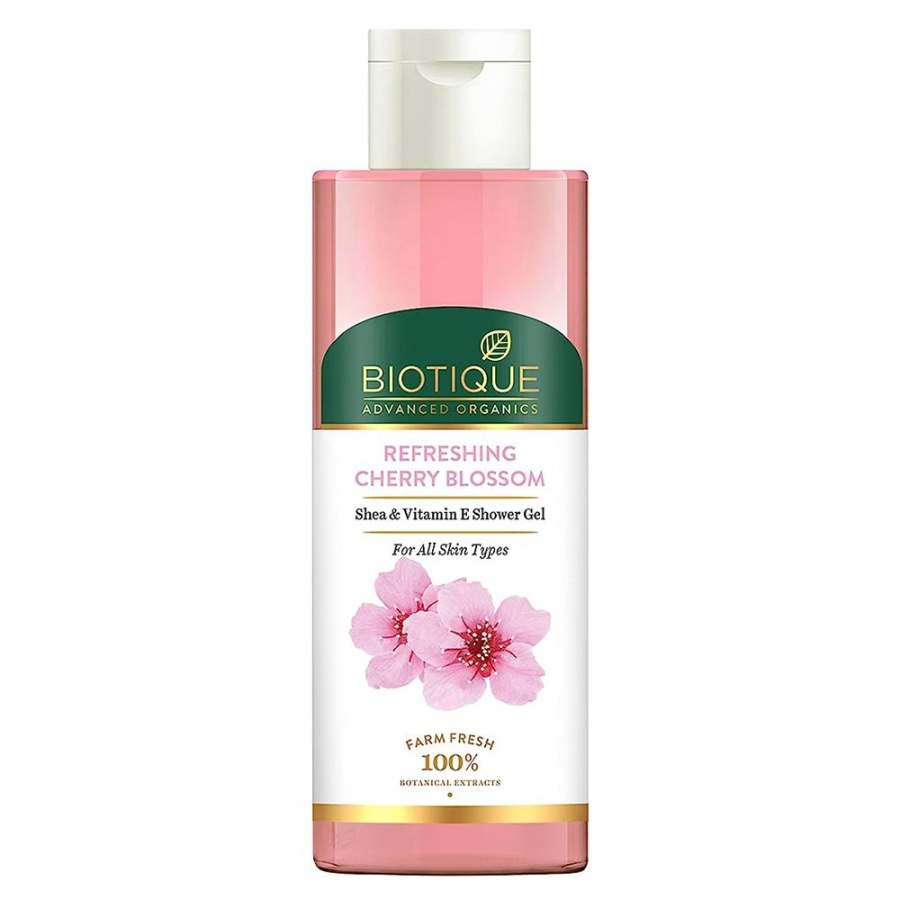 Biotique Advanced Organics Refreshing Cherry Blossom Shea & Vitamin E Shower Gel Восстанавливающий гель для душа с вишневым цветком, маслом ши и витамином Е 200мл