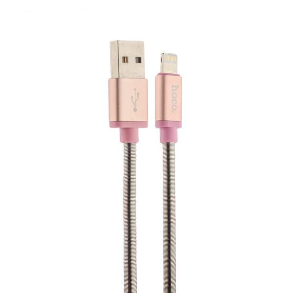 USB дата-кабель Hoco U5 Full-Metal Lightning (1.2 м) Розовое-золото