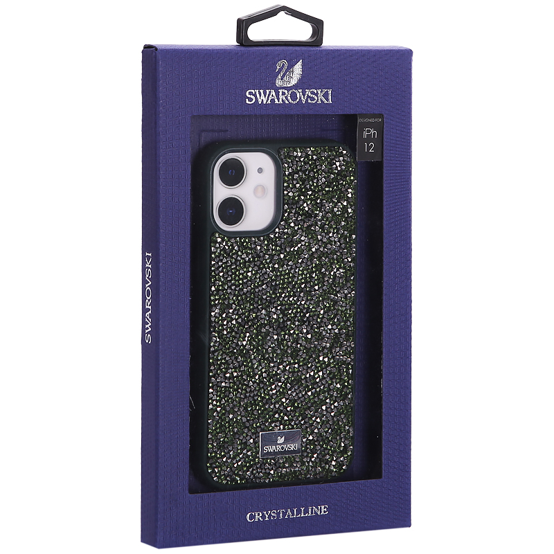 Чехол-накладка силиконовая со стразами SWAROVSKI Crystalline для iPhone 12 mini (5.4") Темно-зеленый