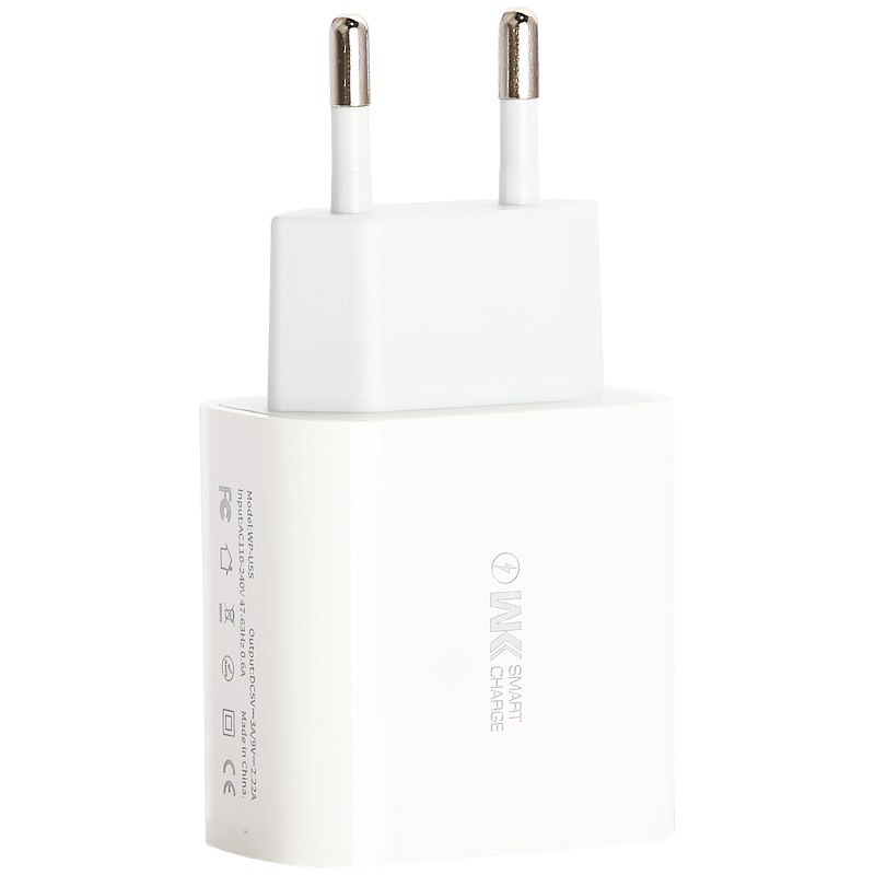 Адаптер питания WK WP-U55 PD+QC 3.0 fast Charger (USB-C: 5V max 3.0A/ 20Вт) Белый