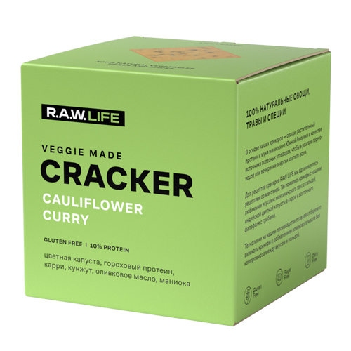 Крекеры "Enjoy&Crack Cauliflower curry", безглютеновые Raw Life 75 г