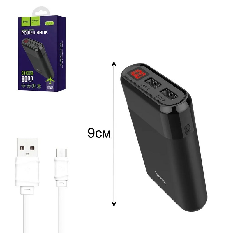 Аккумулятор внешний универсальный Hoco B35B-8000 mAh Entourage mobile Power bank (2USB: 5V-2.1A) Черный