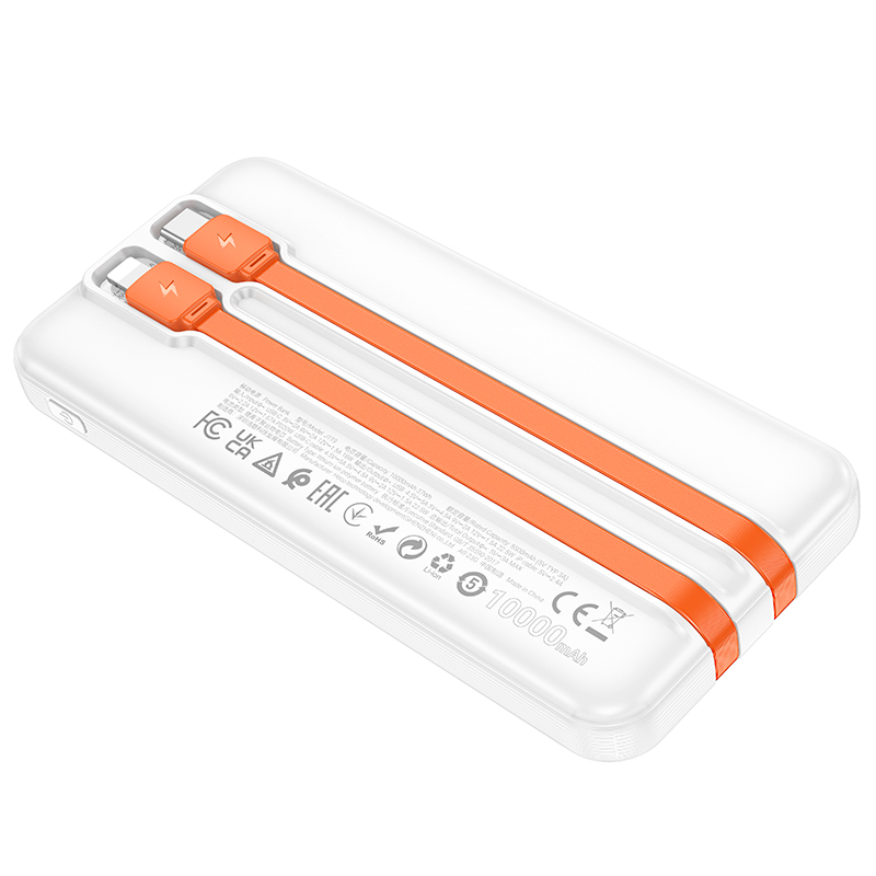 Аккумулятор внешний универсальный Hoco J119 10000 mAh Sharp charger PD22.5W+QC3.0 power bank (USB:5V-3A/ Type-C: 5V-3A) Белый