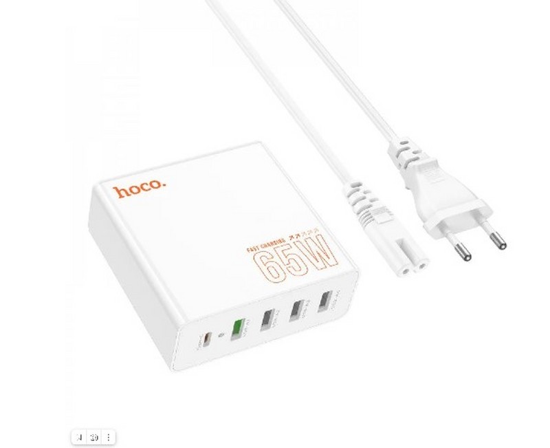 Сетевое зарядное устройство Hoco C114A Intelligent Balance Five ports Vision PD 65W (4USB+1Type-C: 5V max 3A) Белый