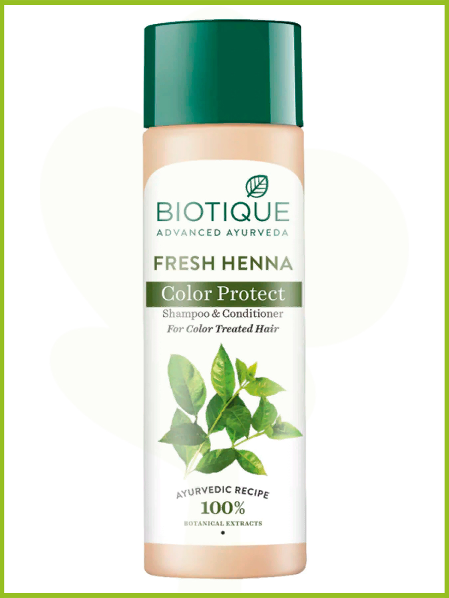 Biotique Fresh Henna Colour Protect Shampoo with Conditioner Шампунь-кондиционер для волос "Защита цвета" с листьями хны 190мл