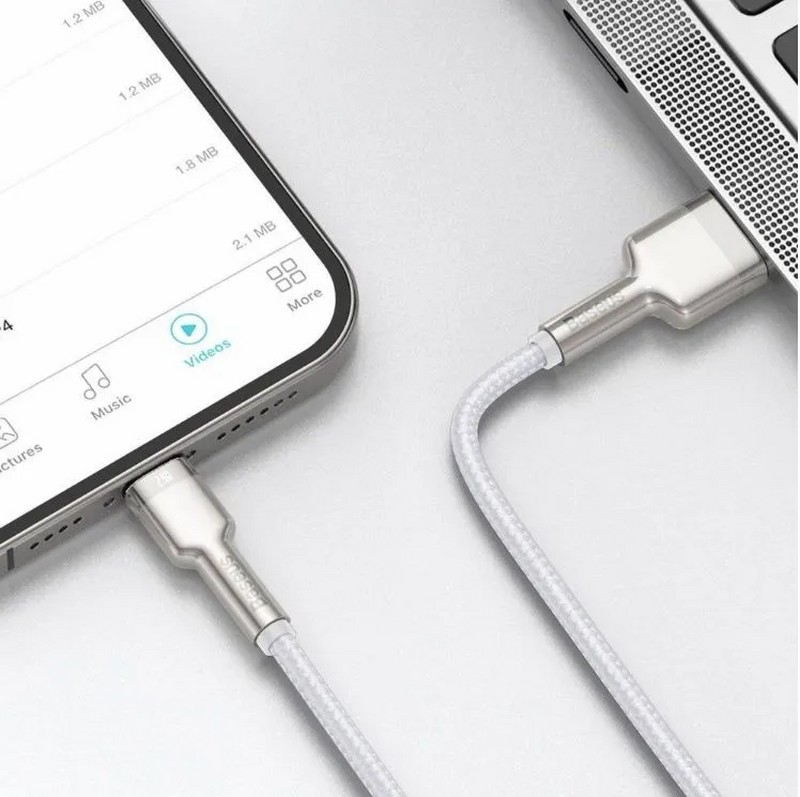 USB дата-кабель Baseus Cafule Series Metal Data Cable for Lightning 2.4A (CALJK-B02) 2.0 м Белый