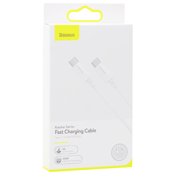 USB дата-кабель Baseus Xiaobai Series Fast Charging cable Type-C to Type-C 100W (20V-5A ) (CATSW-D02) 1.5 м Белый