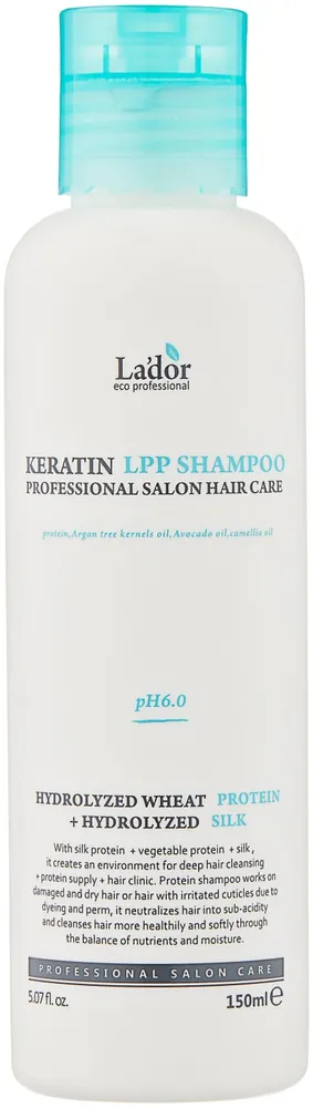 Lador Шампунь для волос кератиновый - PH 6.0 Keratin LPP shampoo, 150мл