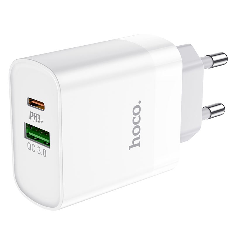 Адаптер питания Hoco C80A Rapido PD+QC 3.0 20W charger (USB: 5V max 3.1A/ 20Вт) Белый