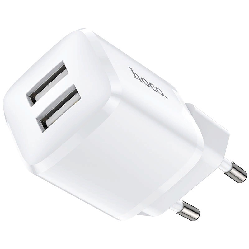 Адаптер питания Hoco N8 Briar dual port charger Apple&Android (2USB: 5V max 2.4A) Белый