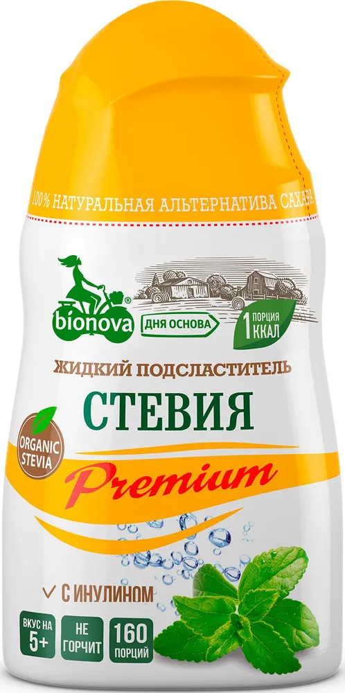 Жидкий столовый подсластитель "Стевия Premium" Bionova 80 г