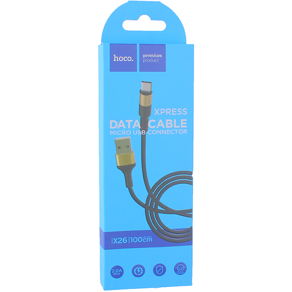 USB дата-кабель Hoco X26 Xpress charging data cable MicroUSB (1.0 м) Black & Gold