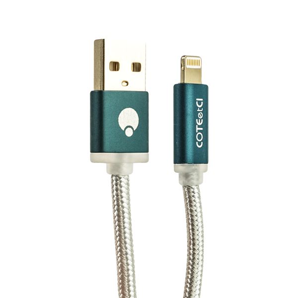 USB дата-кабель COTECi M30 NYLON series Lightning cable с индикатором CS2127-1.2M-GC (1.2 м) Графитовый