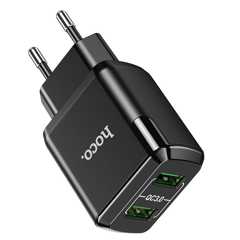 Адаптер питания Hoco N6 Charmer dual port QC3.0 charger (2USB: 5V max 3.0A) 18W Черный