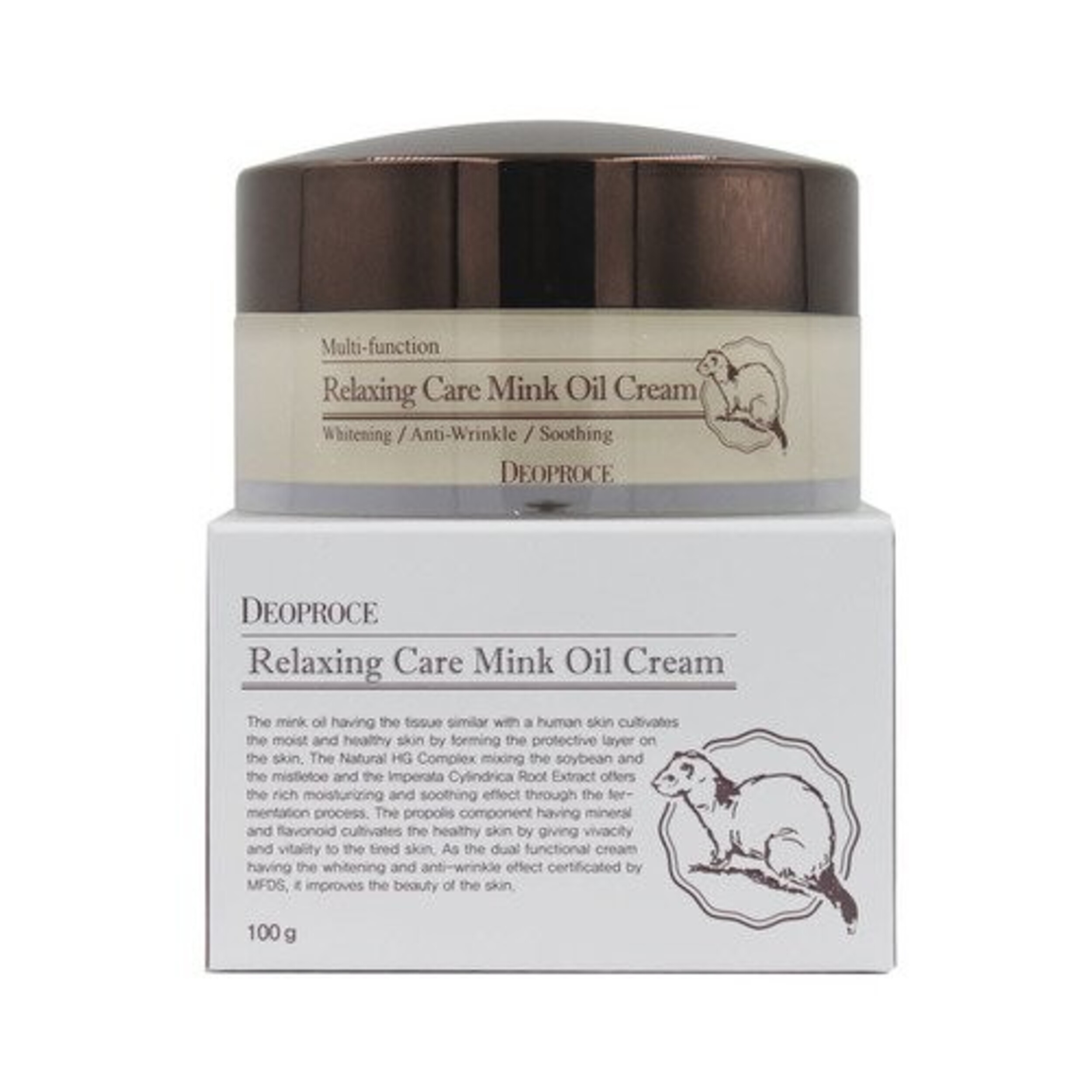 Deoproce Крем расслабляющий с жиром норки - Relaxing care mink oil cream, 100г