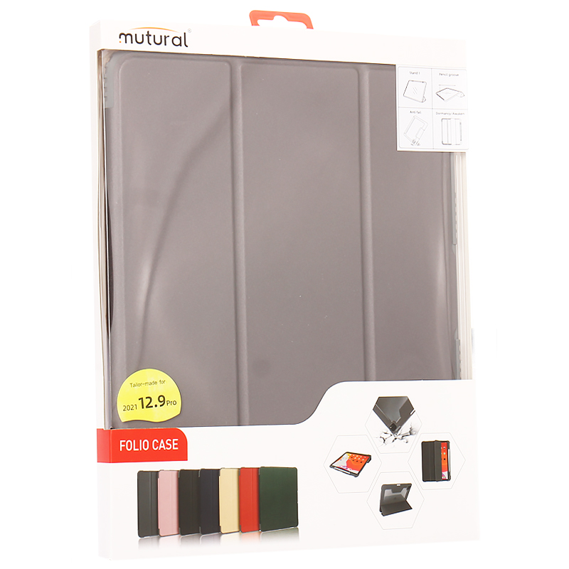 Чехол-подставка Mutural Folio Case Elegant series для iPad Pro (12.9") 2021г. кожаный (MT-P-010504) Графитовый